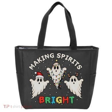 Ghost Christmas Light Scary Funny Boo Making Spirits Bright Tote Bag