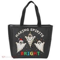 Ghost Christmas Light Scary Funny Boo Making Spirits Bright Tote Bag thumb 0