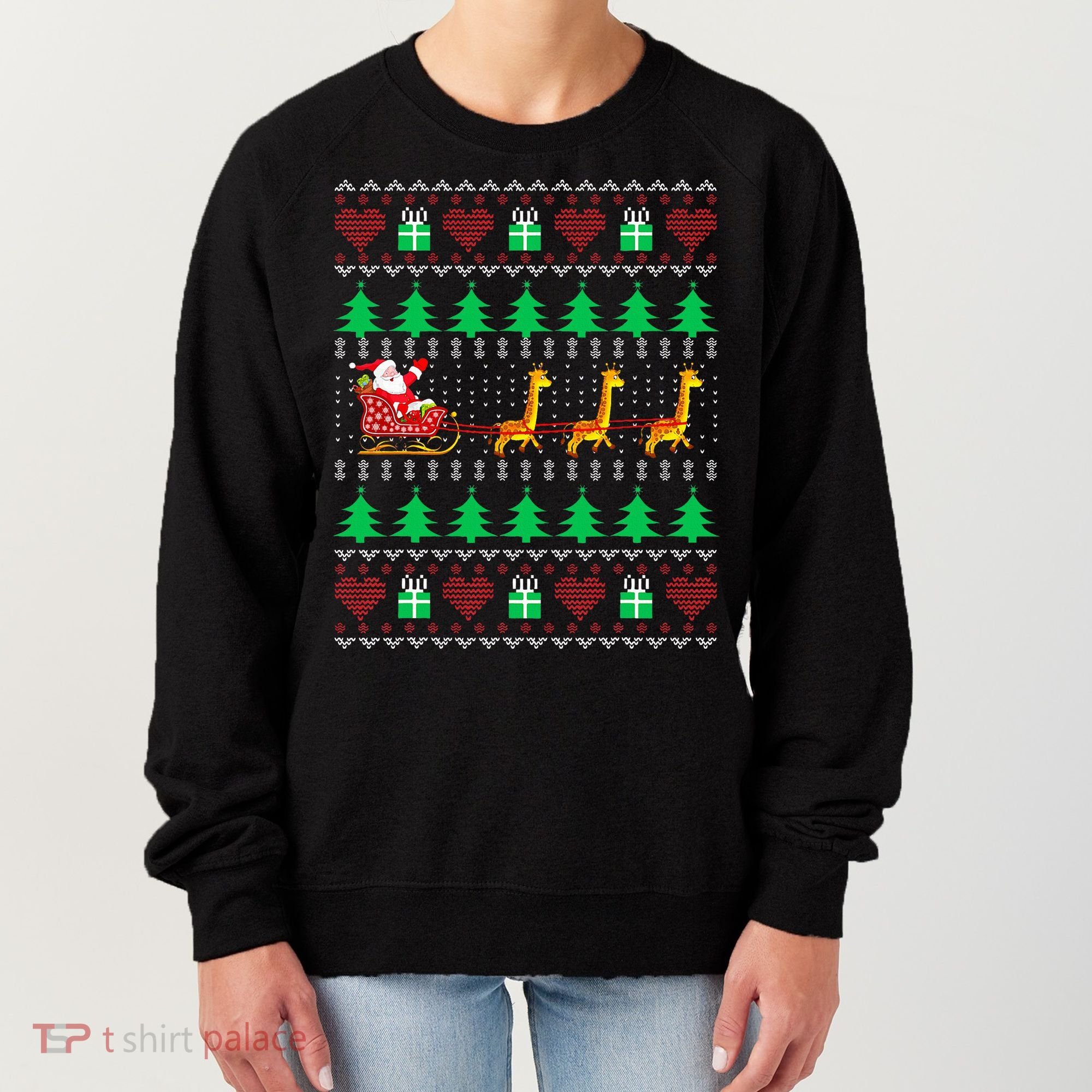 Giraffe Christmas Light Ugly Sweater Giraffe Lover Xmas Gift Women's Sweatshirt