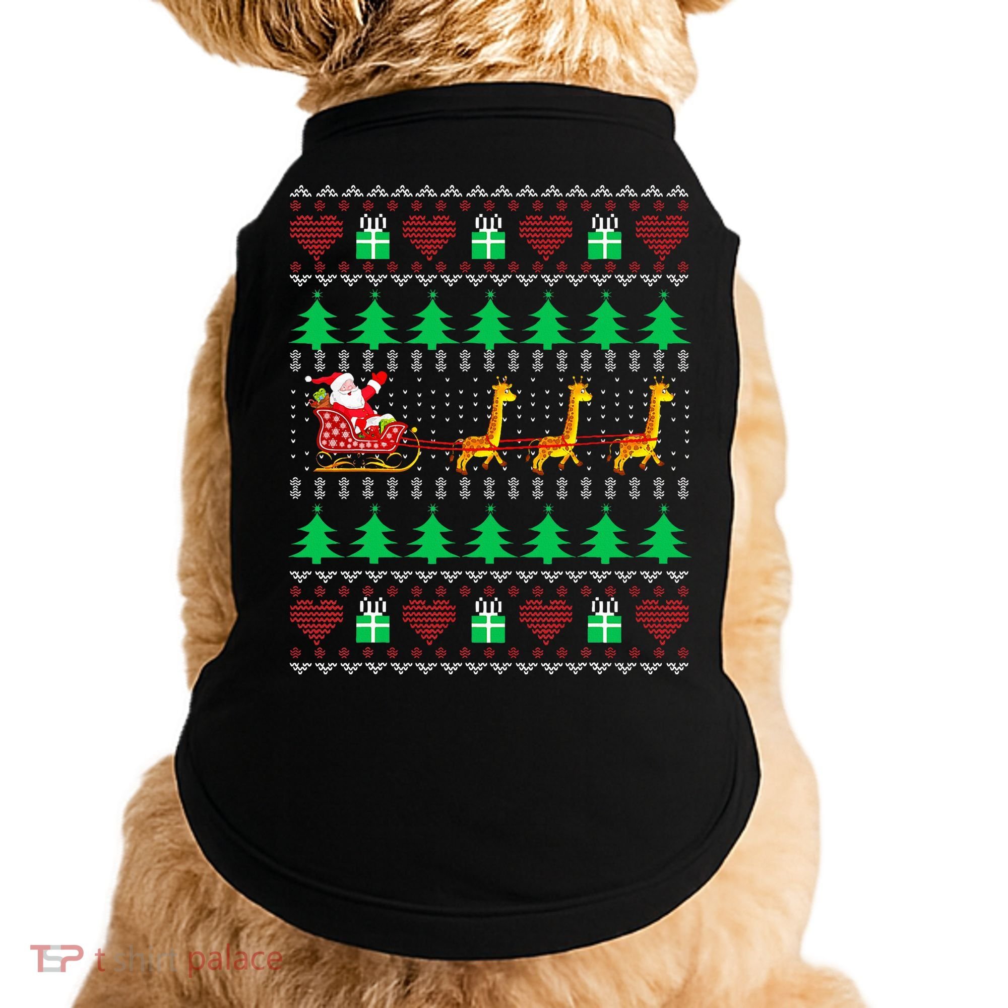 Giraffe Christmas Light Ugly Sweater Giraffe Lover Xmas Gift Doggie Tank
