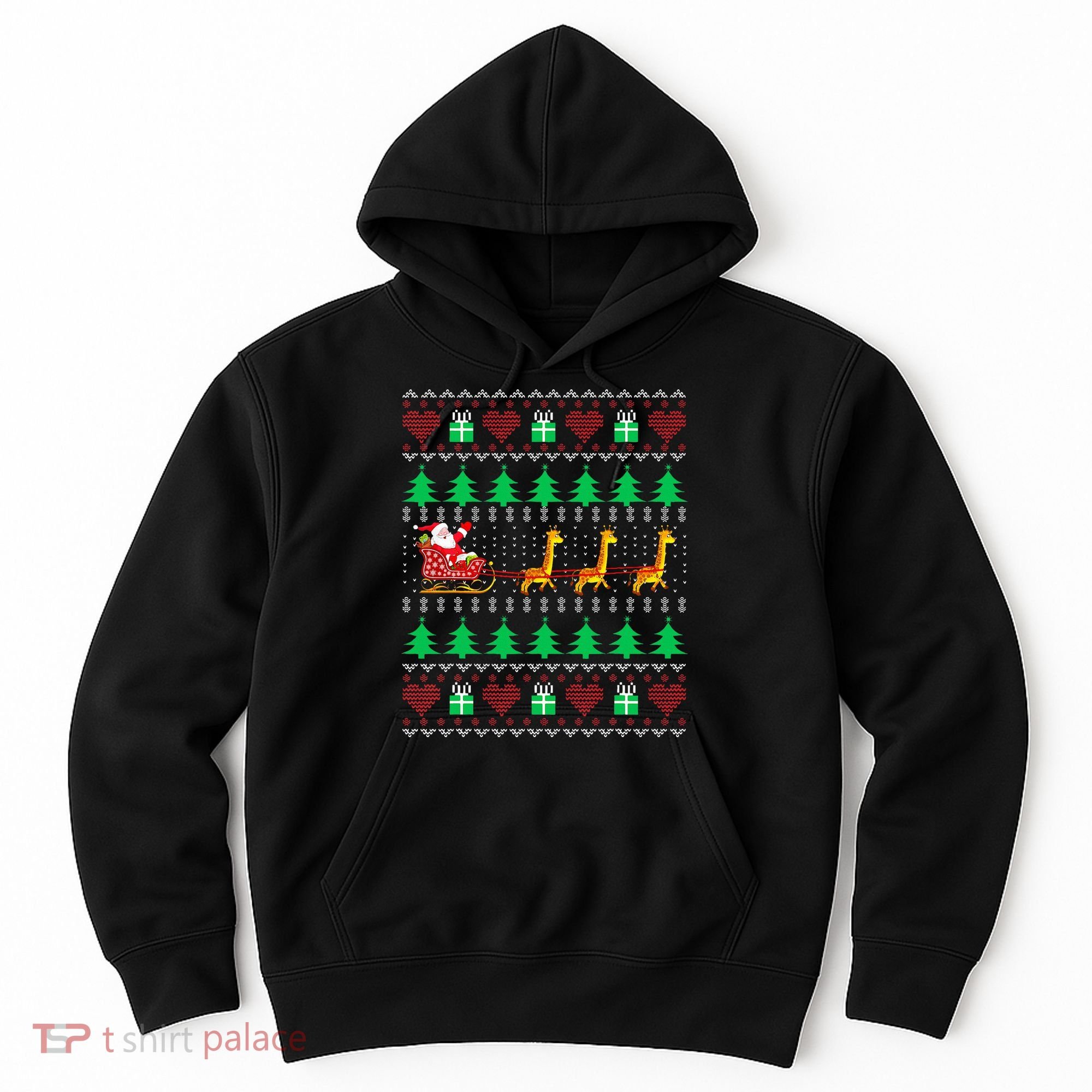Giraffe Christmas Light Ugly Sweater Giraffe Lover Xmas Gift Hoodie