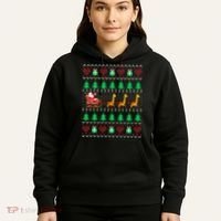 Giraffe Christmas Light Ugly Sweater Giraffe Lover Xmas Gift Hoodie thumb 5