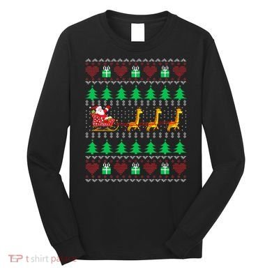 Giraffe Christmas Light Ugly Sweater Giraffe Lover Xmas Gift Long Sleeve Shirt