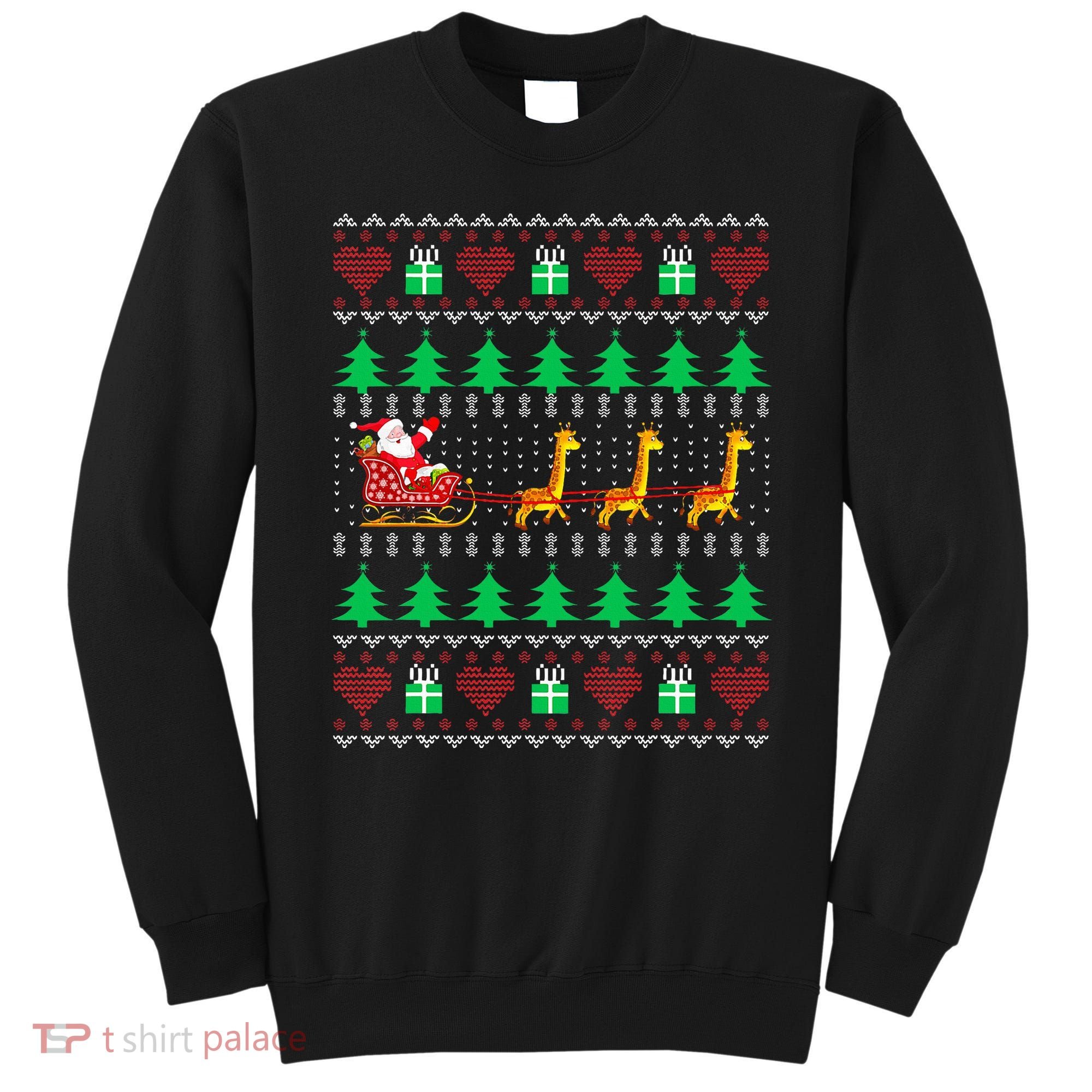 Giraffe Christmas Light Ugly Sweater Giraffe Lover Xmas Gift Sweatshirt