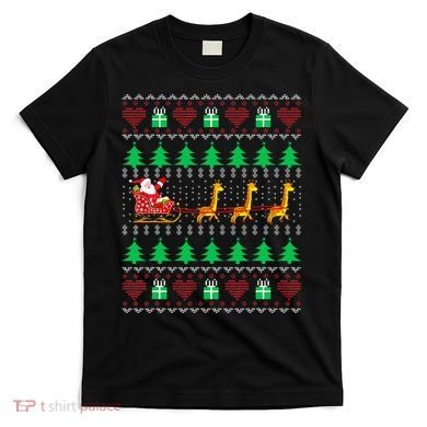Giraffe Christmas Light Ugly Sweater Giraffe Lover Xmas Gift T-Shirt