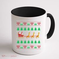 Giraffe Christmas Light Ugly Sweater Giraffe Lover Xmas Gift Coffee Mug thumb 1