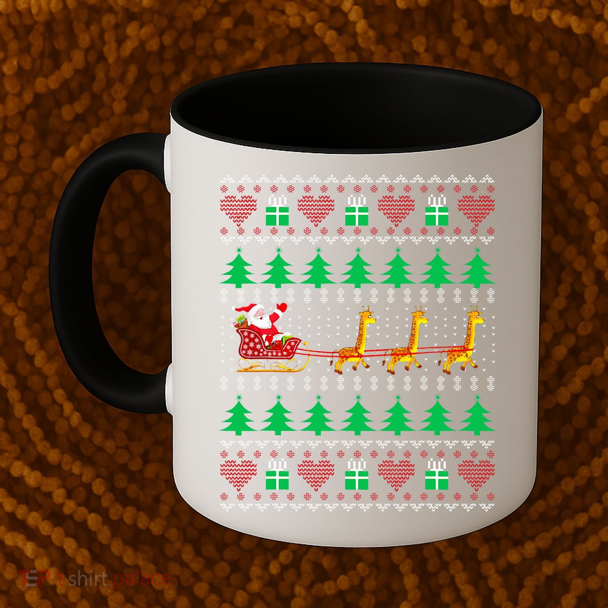 Giraffe Christmas Light Ugly Sweater Giraffe Lover Xmas Gift Coffee Mug