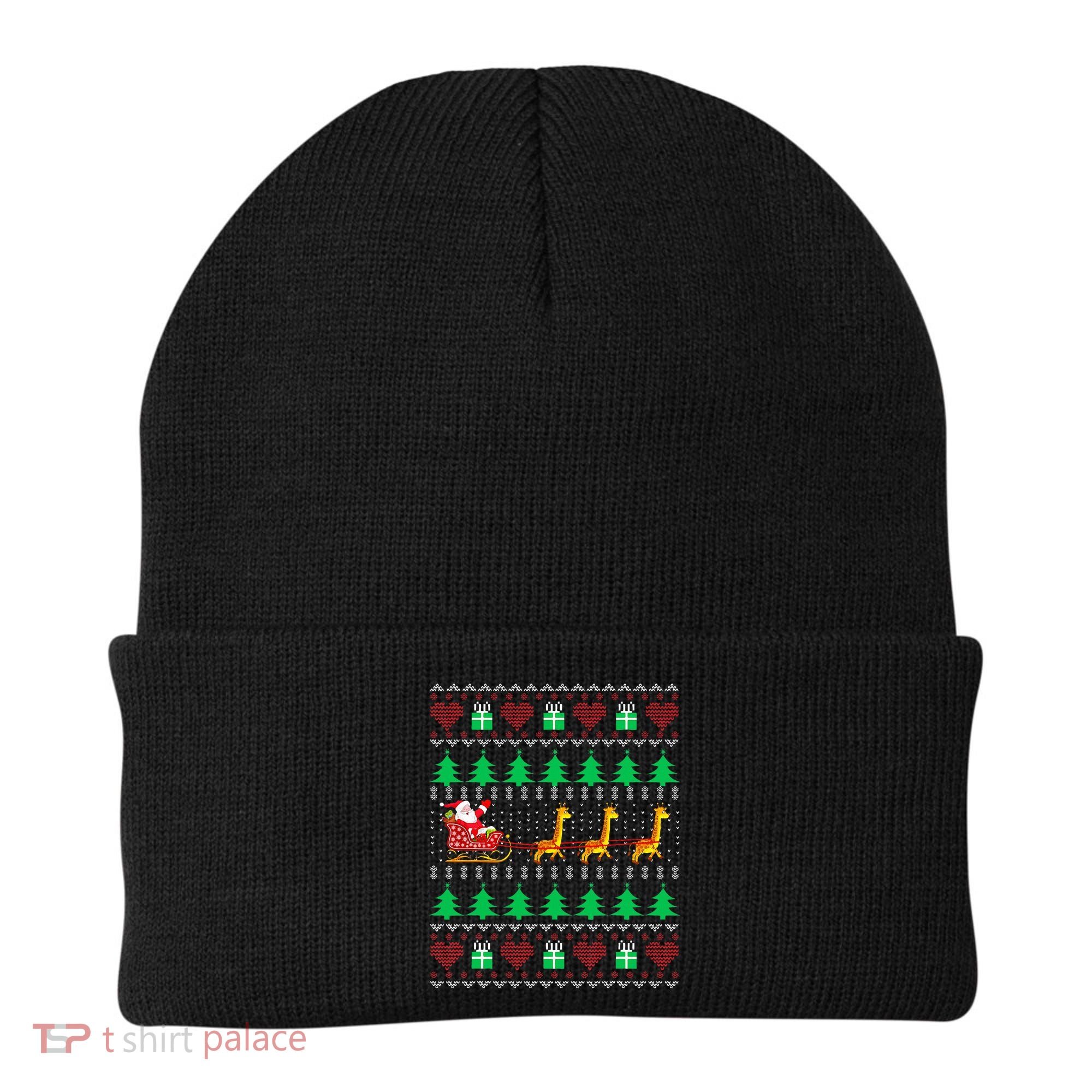 Giraffe Christmas Light Ugly Sweater Giraffe Lover Xmas Gift Beanie