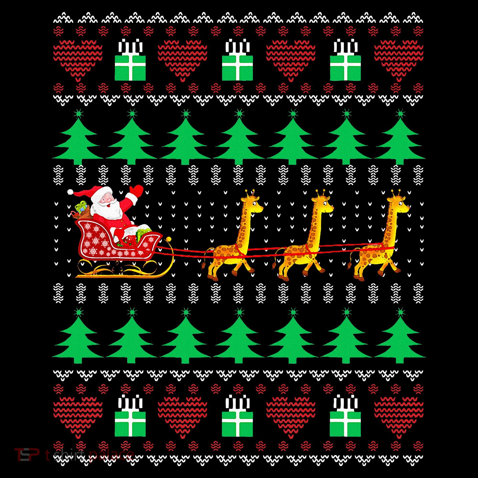 Giraffe Christmas Light Ugly Sweater Giraffe Lover Xmas Gift Women's Hoodie