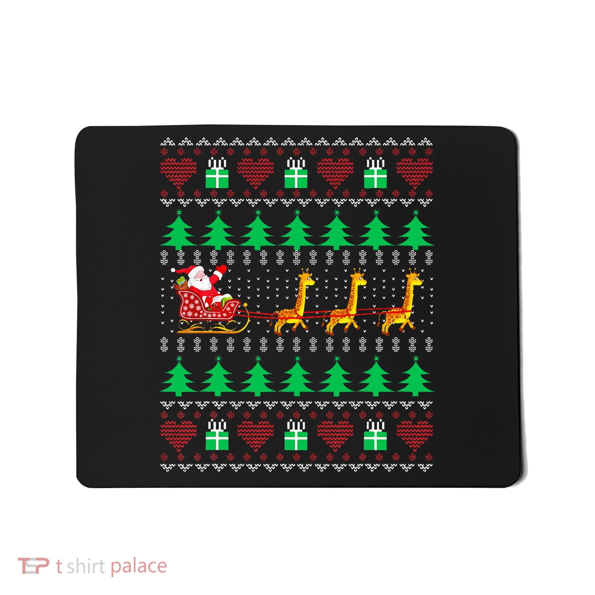 Giraffe Christmas Light Ugly Sweater Giraffe Lover Xmas Gift Mousepad