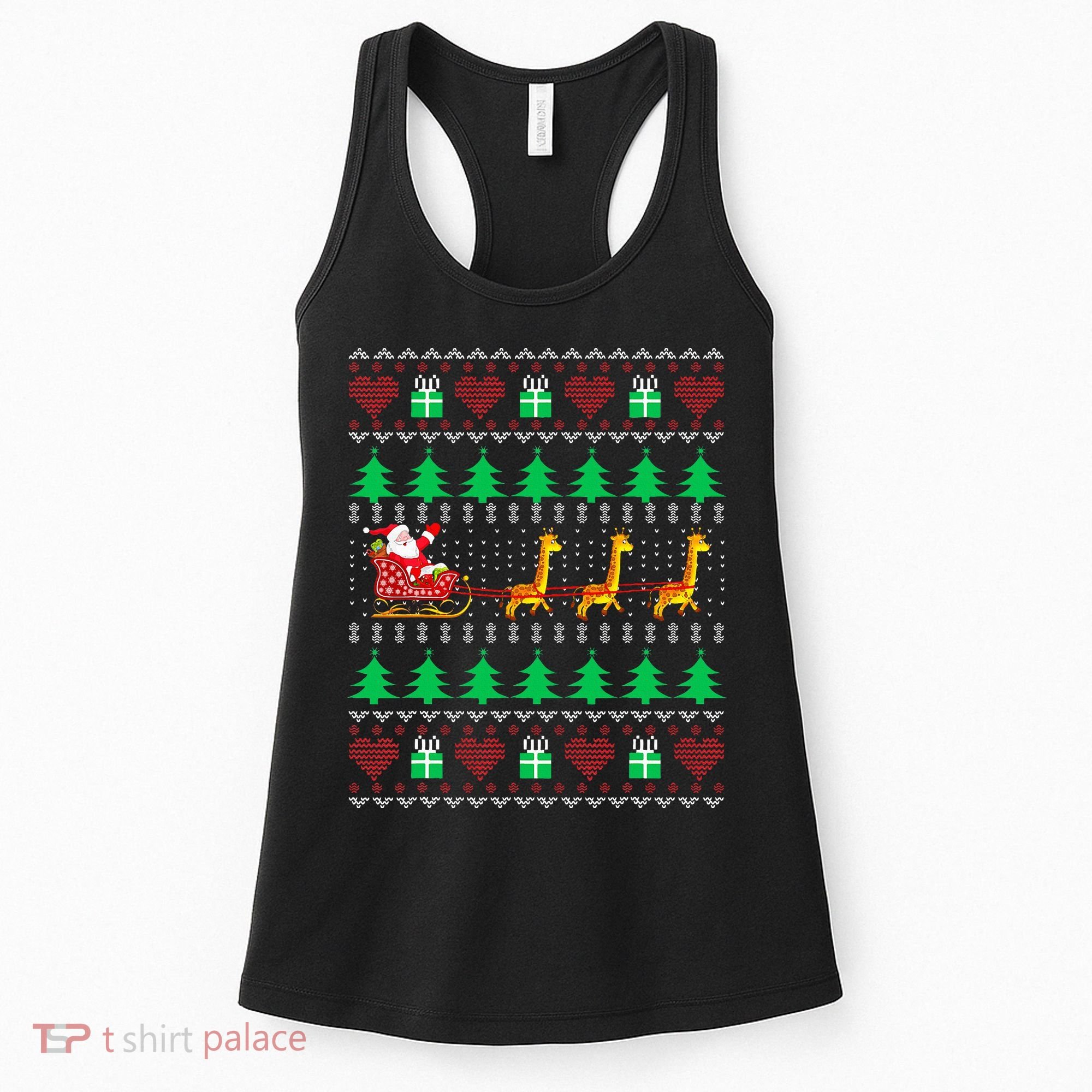 Giraffe Christmas Light Ugly Sweater Giraffe Lover Xmas Gift Women's Tank Top