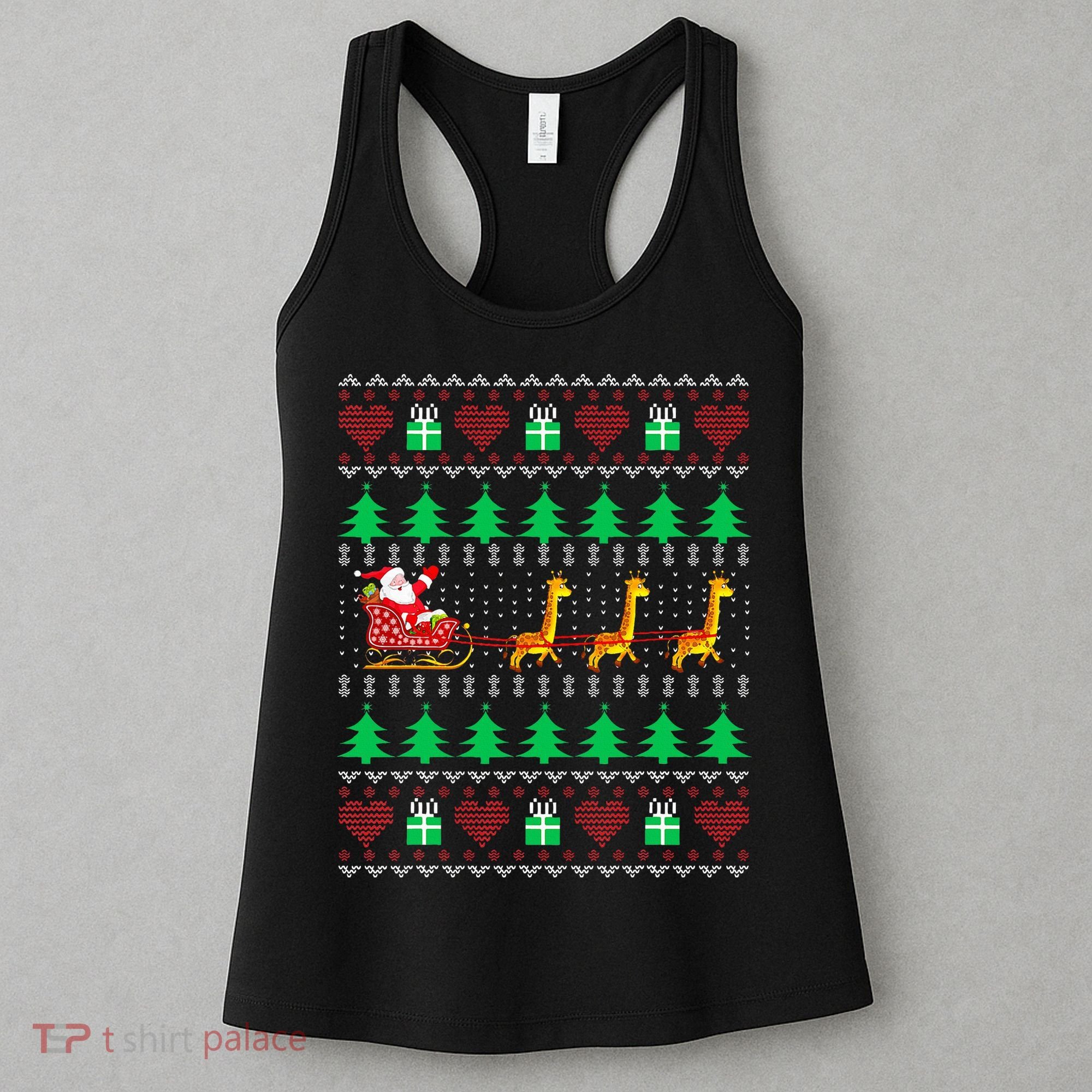 Giraffe Christmas Light Ugly Sweater Giraffe Lover Xmas Gift Women's Tank Top