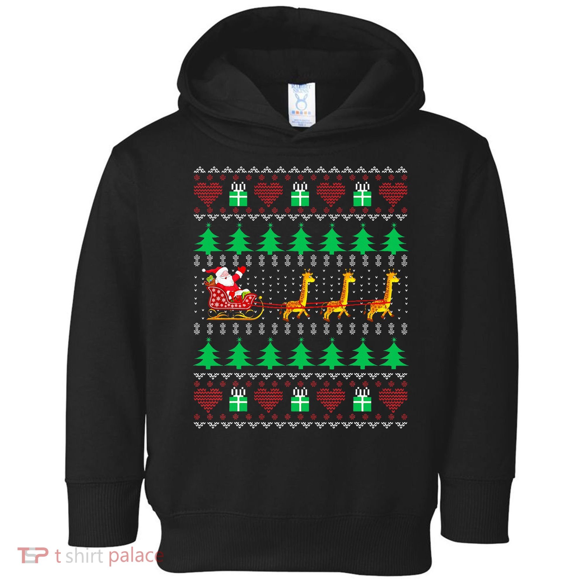 Giraffe Christmas Light Ugly Sweater Giraffe Lover Xmas Gift Toddler Hoodie