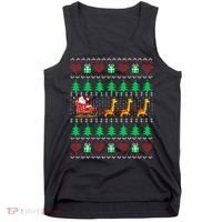 Giraffe Christmas Light Ugly Sweater Giraffe Lover Xmas Gift Tank Top thumb 0
