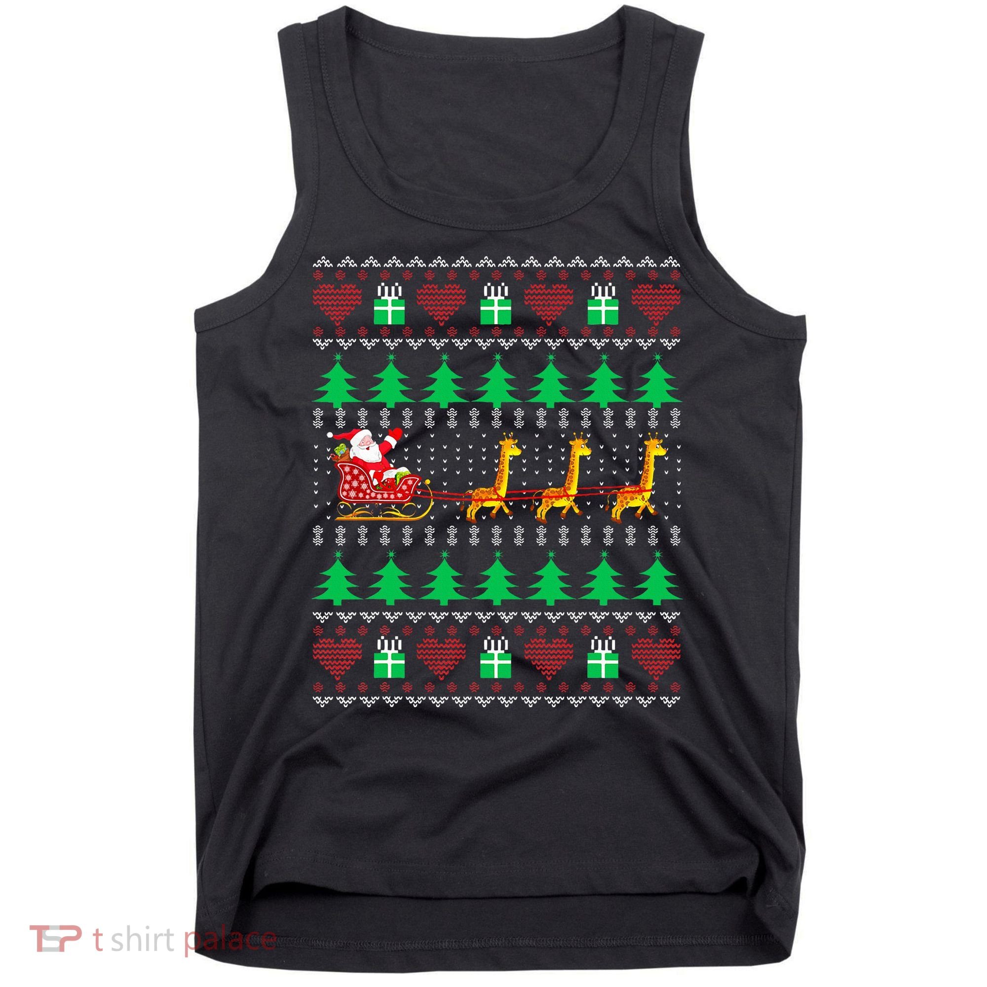 Giraffe Christmas Light Ugly Sweater Giraffe Lover Xmas Gift Tank Top