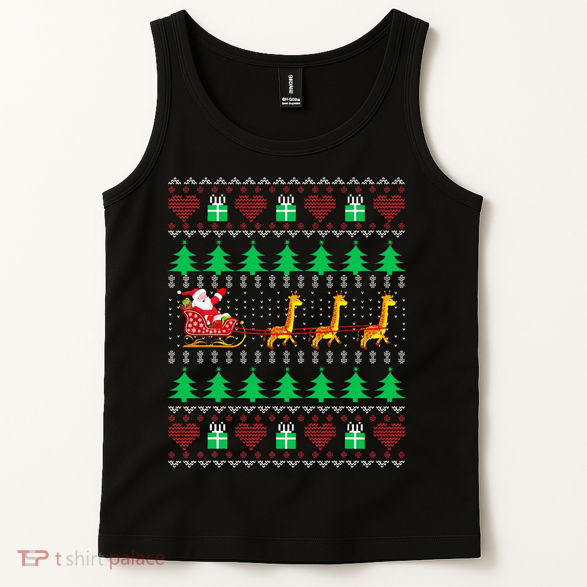 Giraffe Christmas Light Ugly Sweater Giraffe Lover Xmas Gift Tank Top