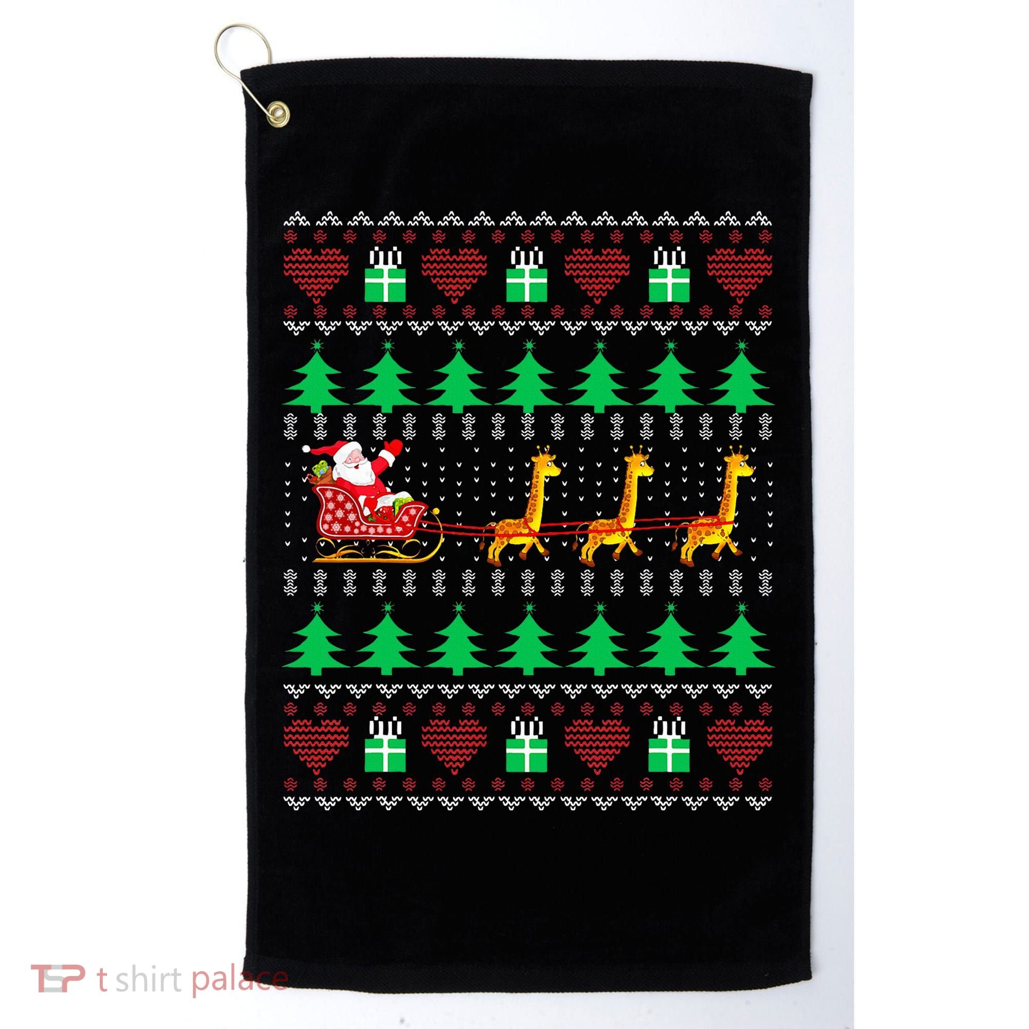 Giraffe Christmas Light Ugly Sweater Giraffe Lover Xmas Gift Golf Towel