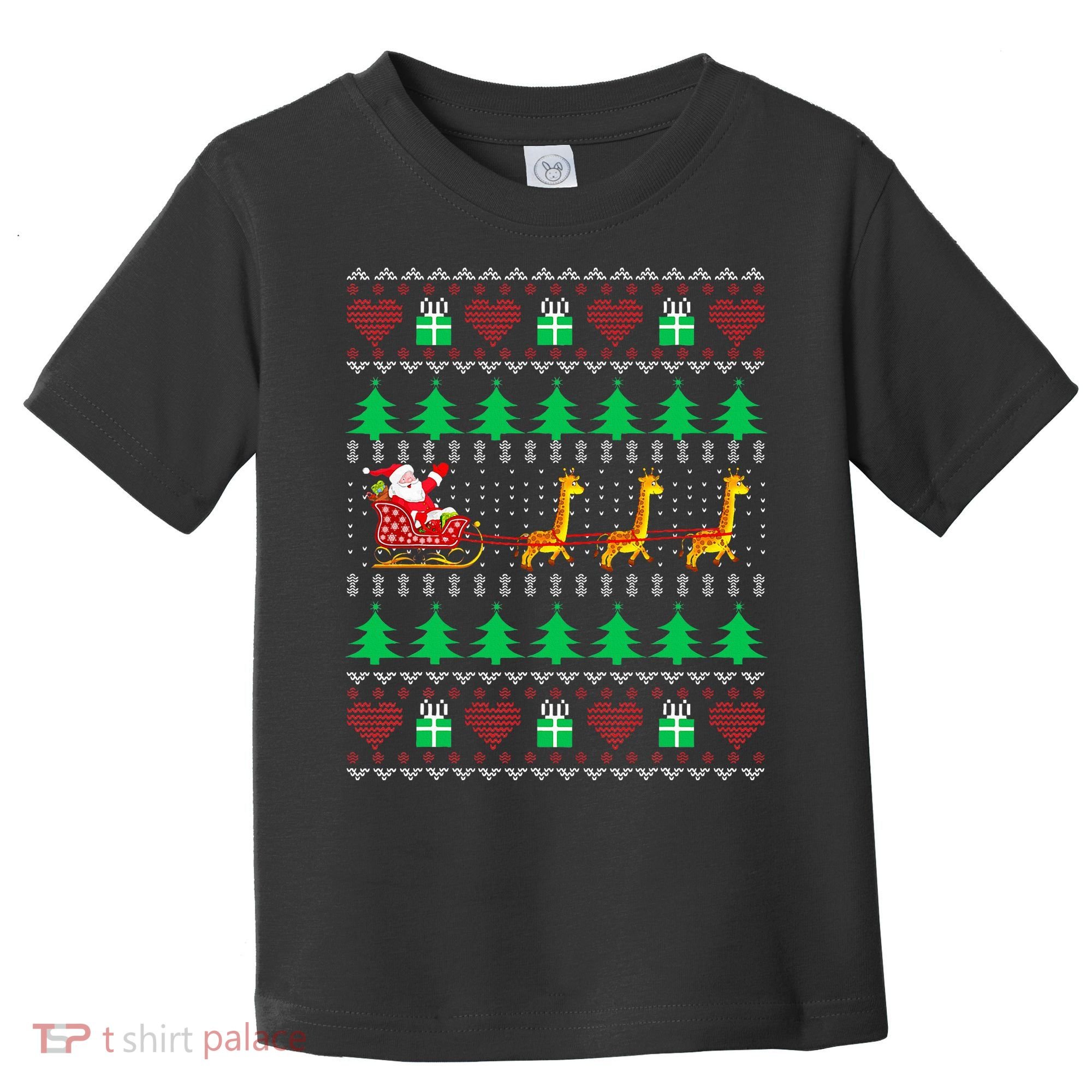 Giraffe Christmas Light Ugly Sweater Giraffe Lover Xmas Gift Toddler T-Shirt