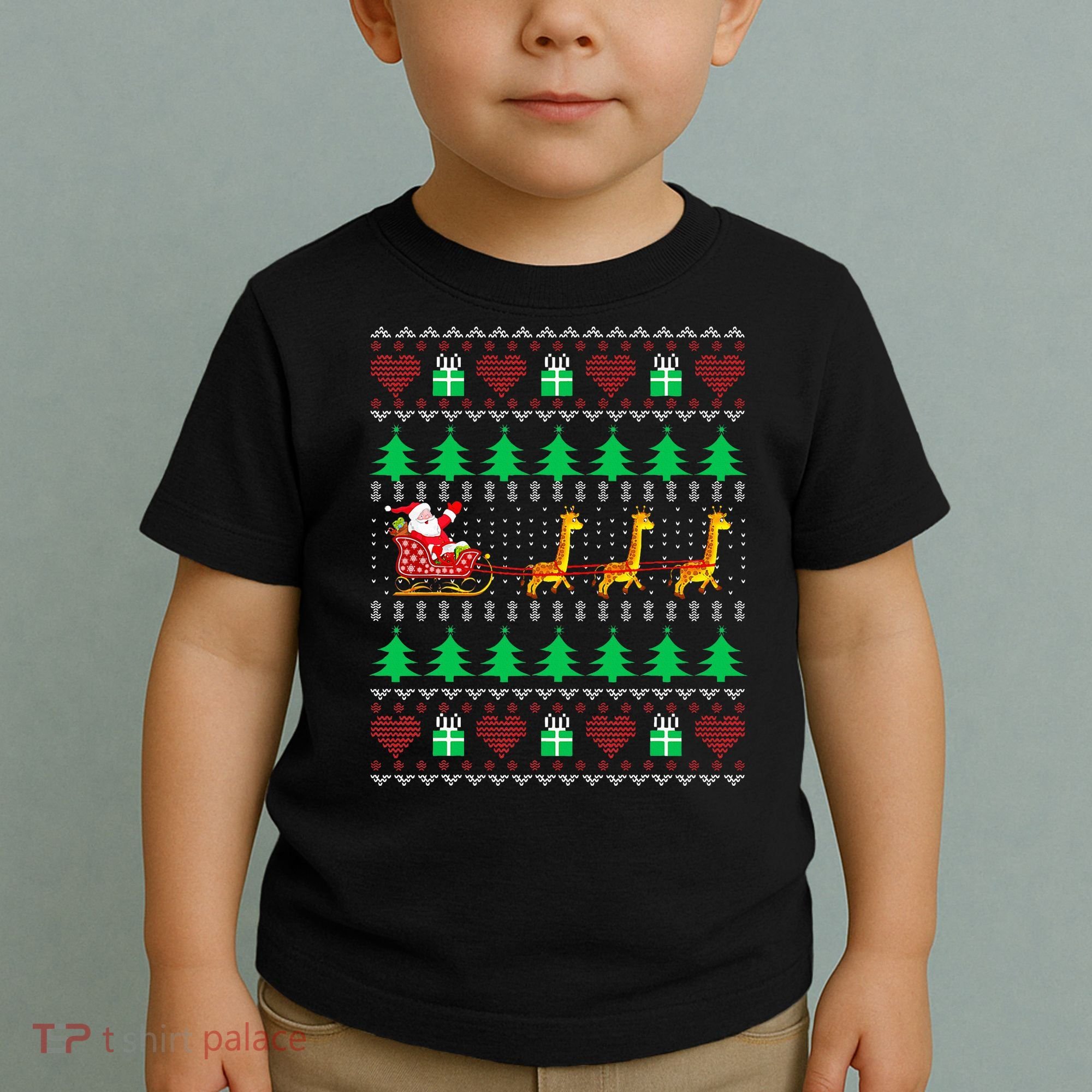 Giraffe Christmas Light Ugly Sweater Giraffe Lover Xmas Gift Toddler T-Shirt