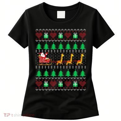 Giraffe Christmas Light Ugly Sweater Giraffe Lover Xmas Gift Women's T-Shirt