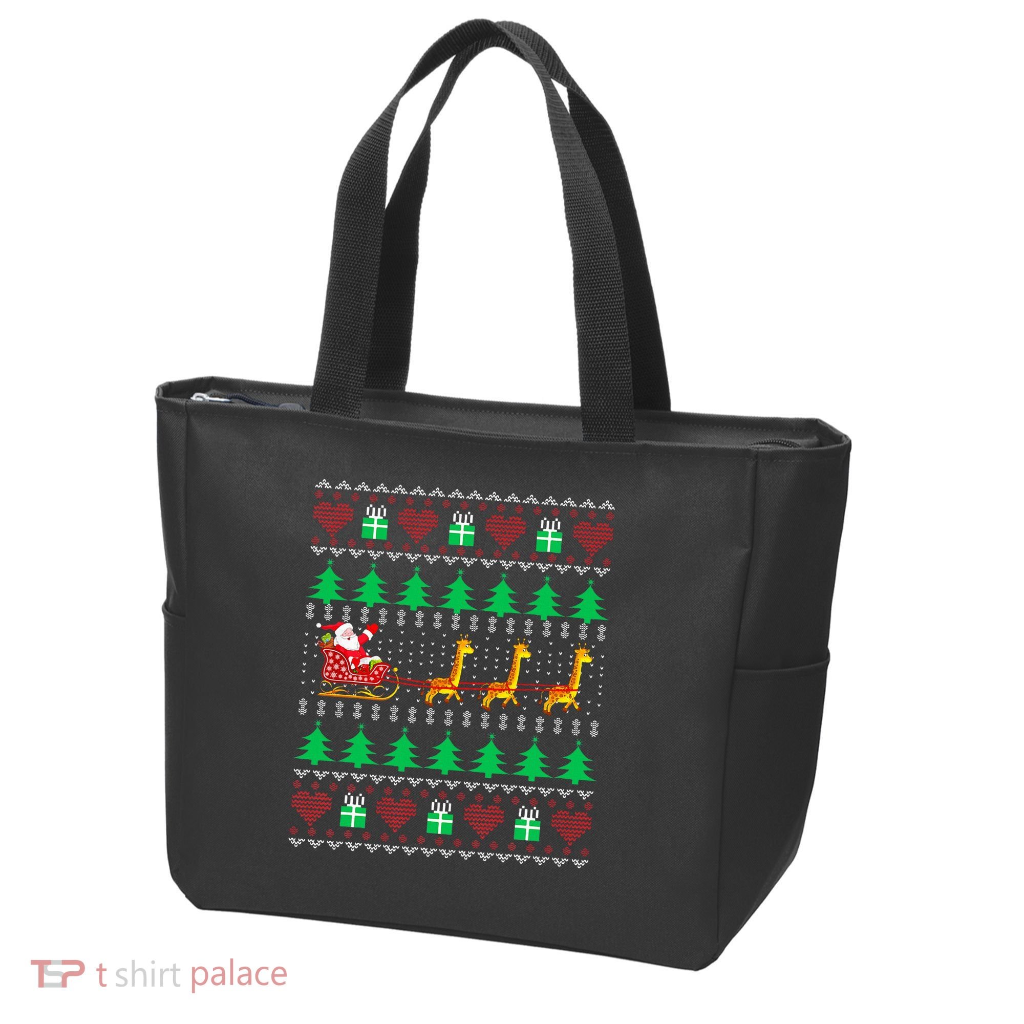 Giraffe Christmas Light Ugly Sweater Giraffe Lover Xmas Gift Tote Bag