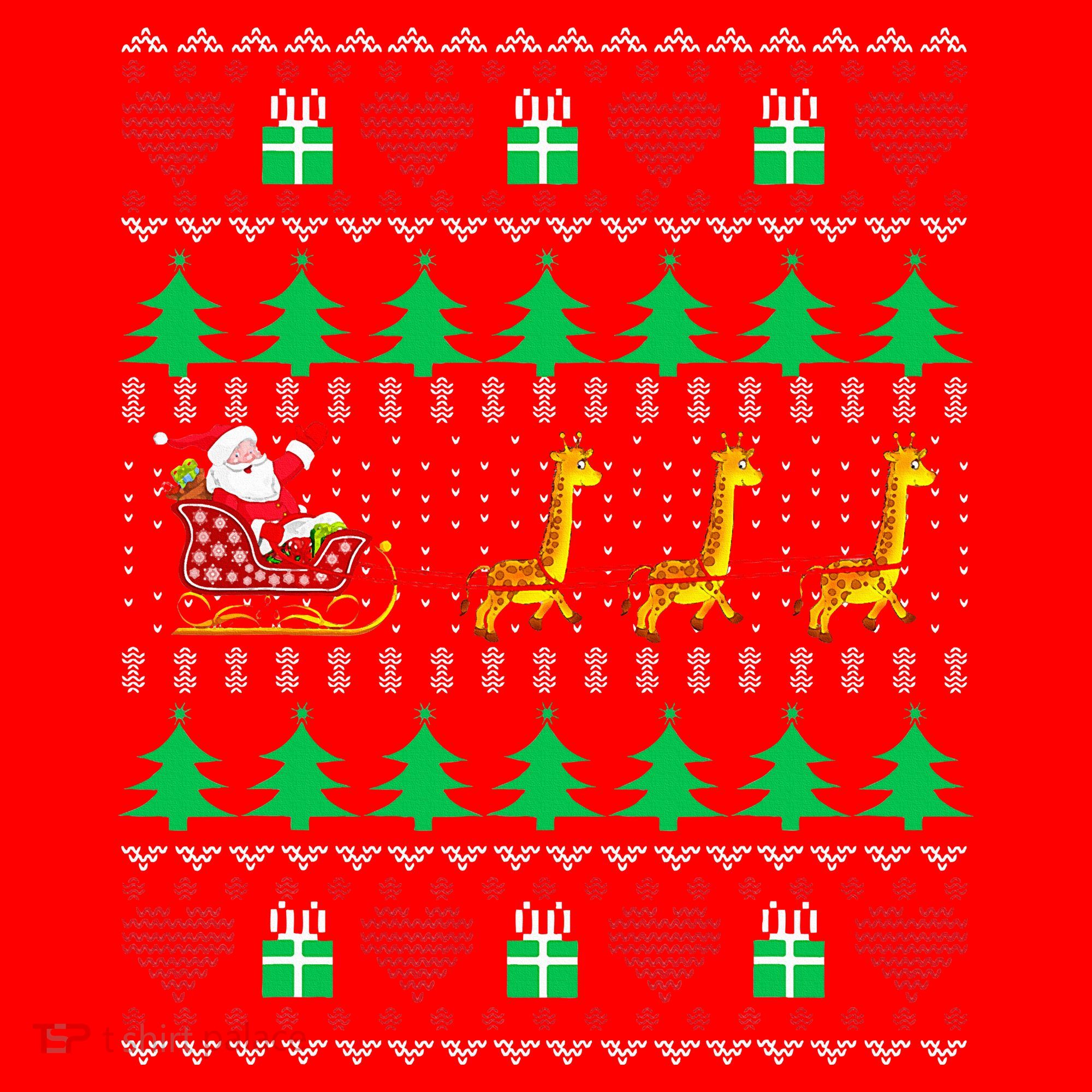 Giraffe Christmas Light Ugly Sweater Giraffe Lover Xmas Gift Santa Hat