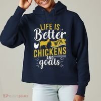 Goats Chickens Life Is Better Funny Farmer Humor Ranch Ladies Heavyweight Boxy Pullover Hoodie thumb 0