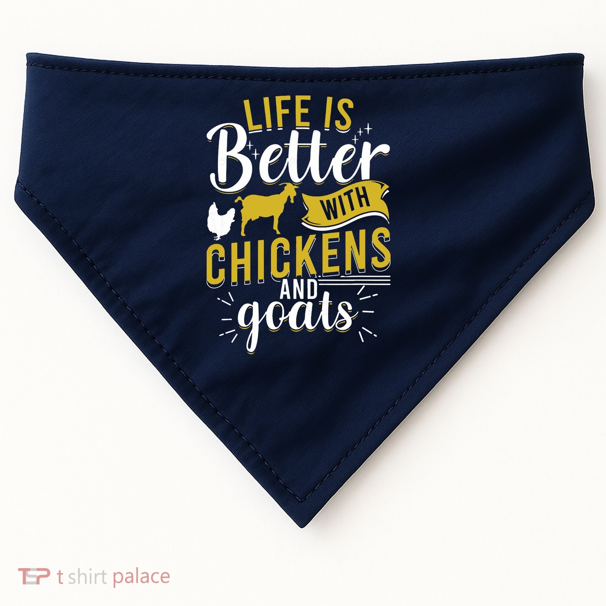 Goats Chickens Life Is Better Funny Farmer Humor Ranch USA-Made Doggie Bandana