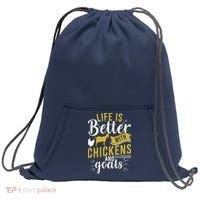 Goats Chickens Life Is Better Funny Farmer Humor Ranch Sweatshirt Cinch Pack Bag thumb 0