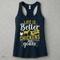 Goats Chickens Life Is Better Funny Farmer Humor Ranch Women's Tank Top thumb 3