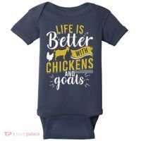Goats Chickens Life Is Better Funny Farmer Humor Ranch Baby Bodysuit thumb 0