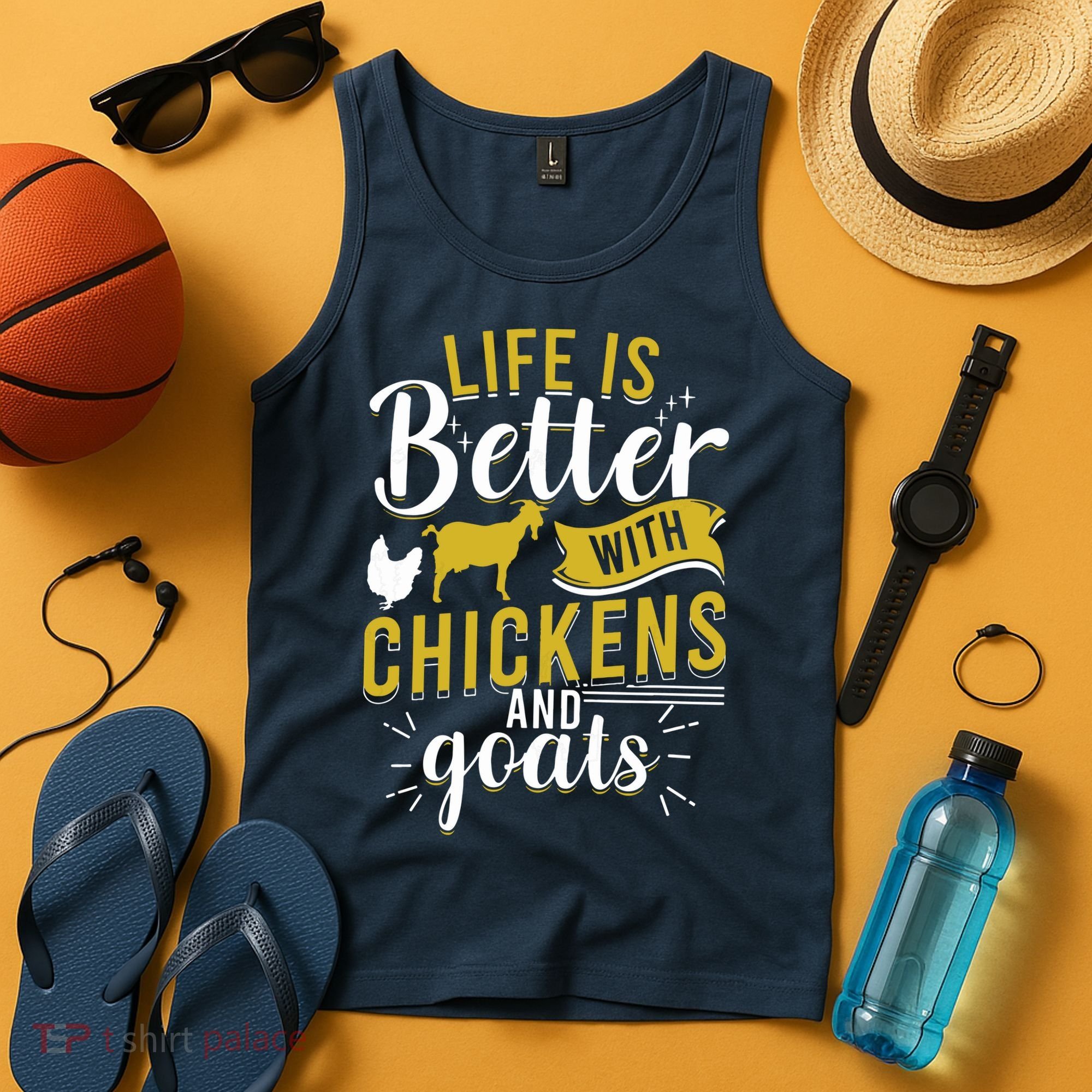Goats Chickens Life Is Better Funny Farmer Humor Ranch Tank Top
