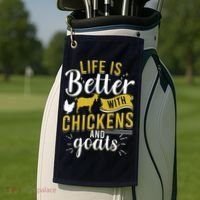 Goats Chickens Life Is Better Funny Farmer Humor Ranch Golf Towel thumb 2