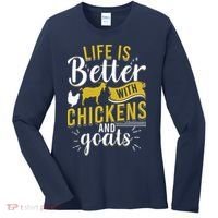 Goats Chickens Life Is Better Funny Farmer Humor Ranch Women's Long Sleeve Shirt thumb 0