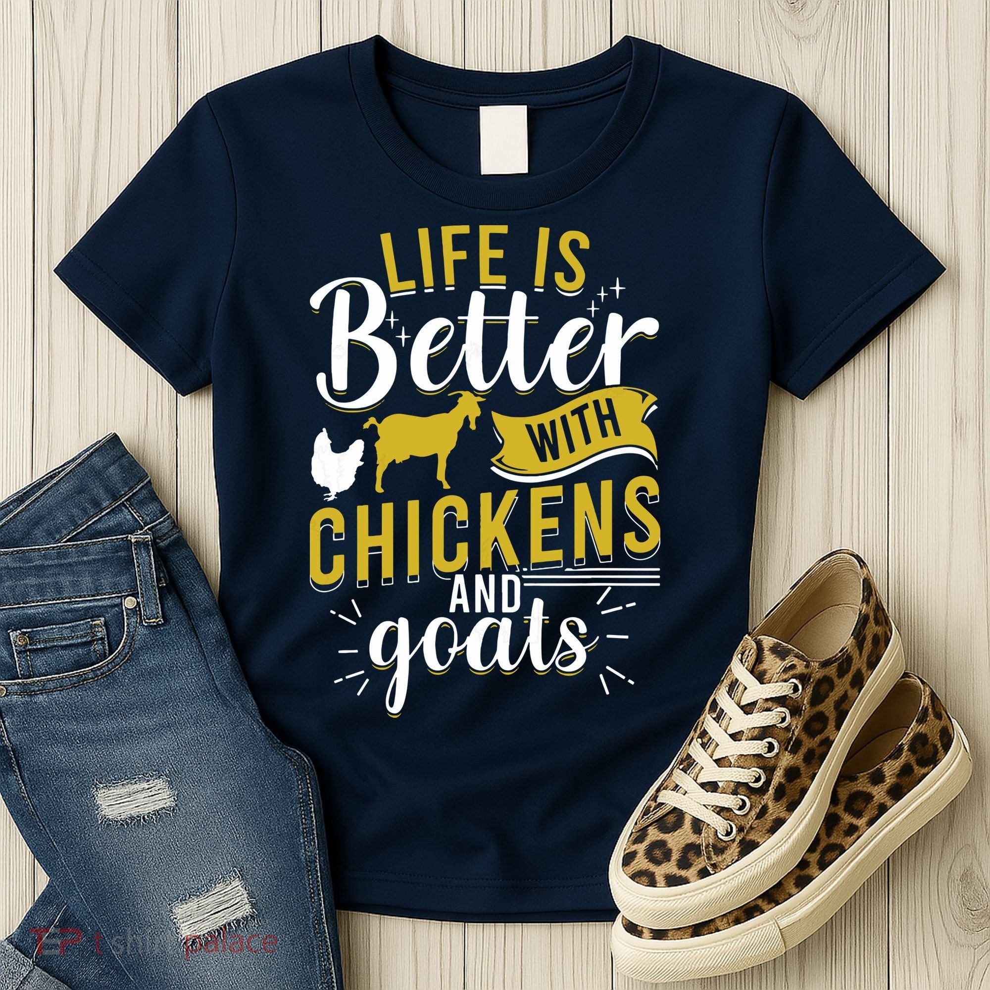 Goats Chickens Life Is Better Funny Farmer Humor Ranch Women's T-Shirt