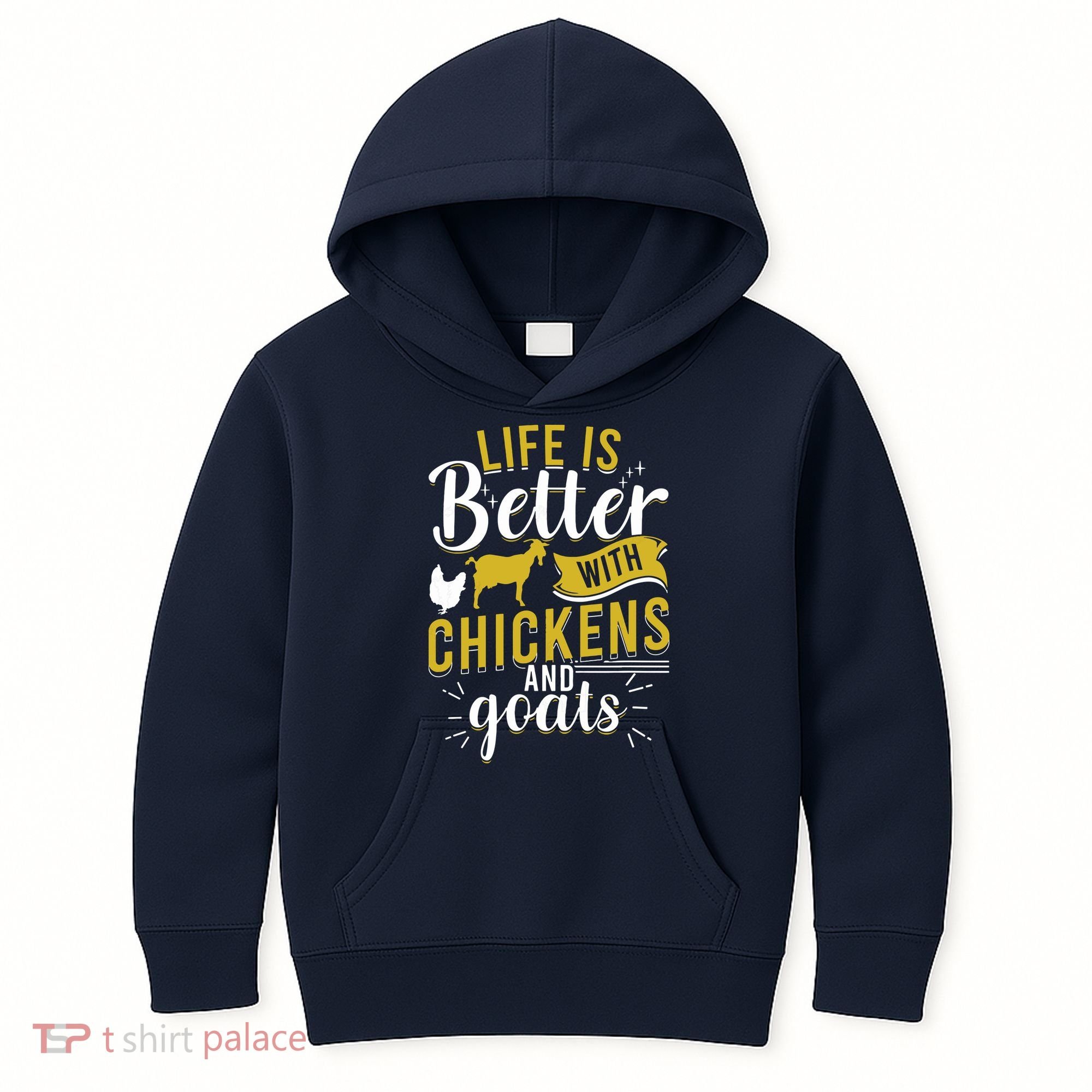 Goats Chickens Life Is Better Funny Farmer Humor Ranch Kids Hoodie