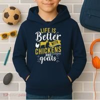 Goats Chickens Life Is Better Funny Farmer Humor Ranch Kids Hoodie thumb 2