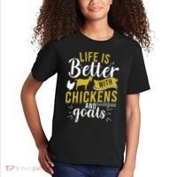 Goats Chickens Life Is Better Funny Farmer Humor Ranch Kids T-Shirt thumb 2