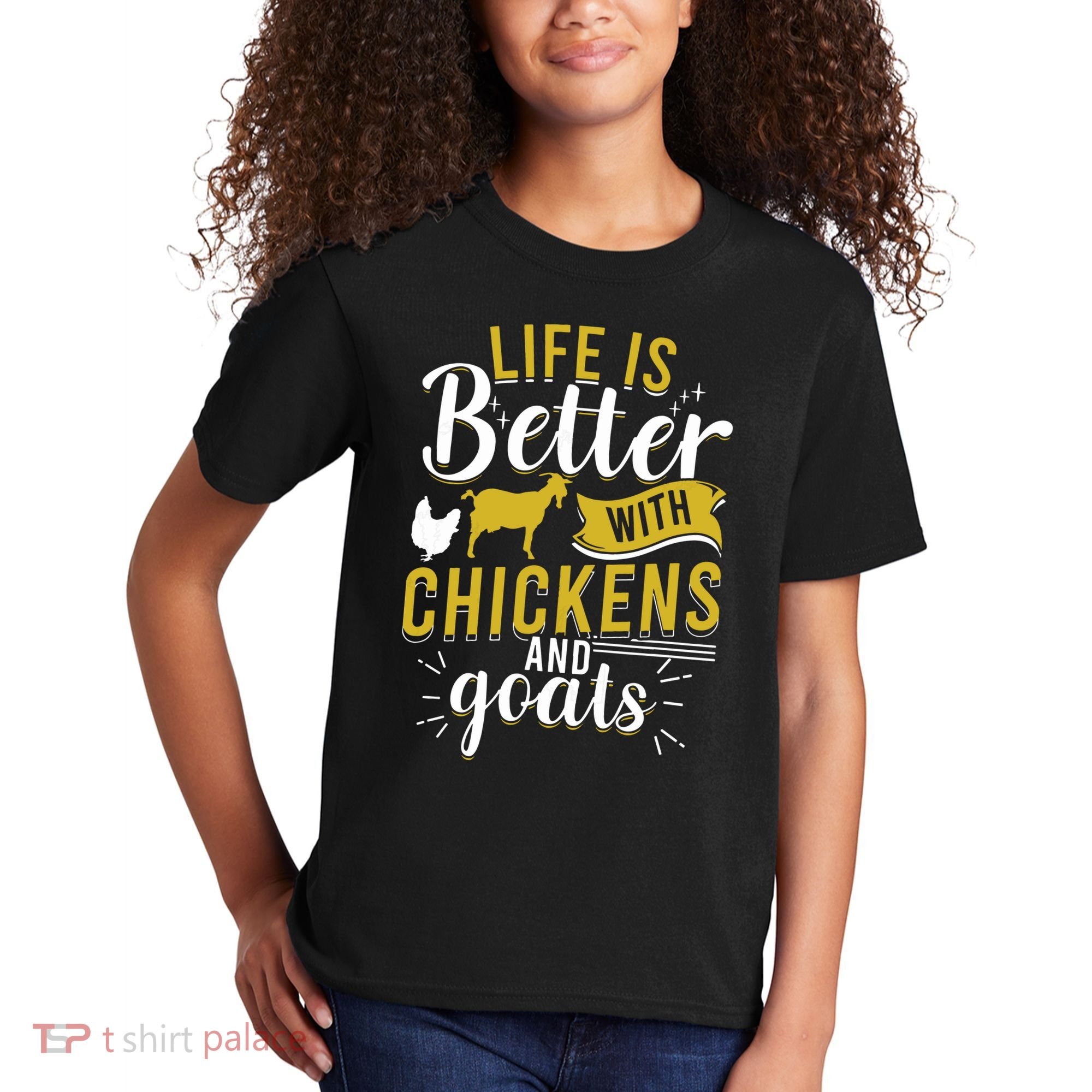 Goats Chickens Life Is Better Funny Farmer Humor Ranch Kids T-Shirt