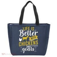 Goats Chickens Life Is Better Funny Farmer Humor Ranch Tote Bag thumb 0