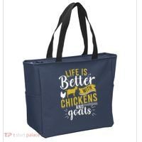 Goats Chickens Life Is Better Funny Farmer Humor Ranch Tote Bag thumb 2