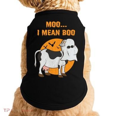 Ghost Cow Moo I Mean Boo Gift Doggie Tank