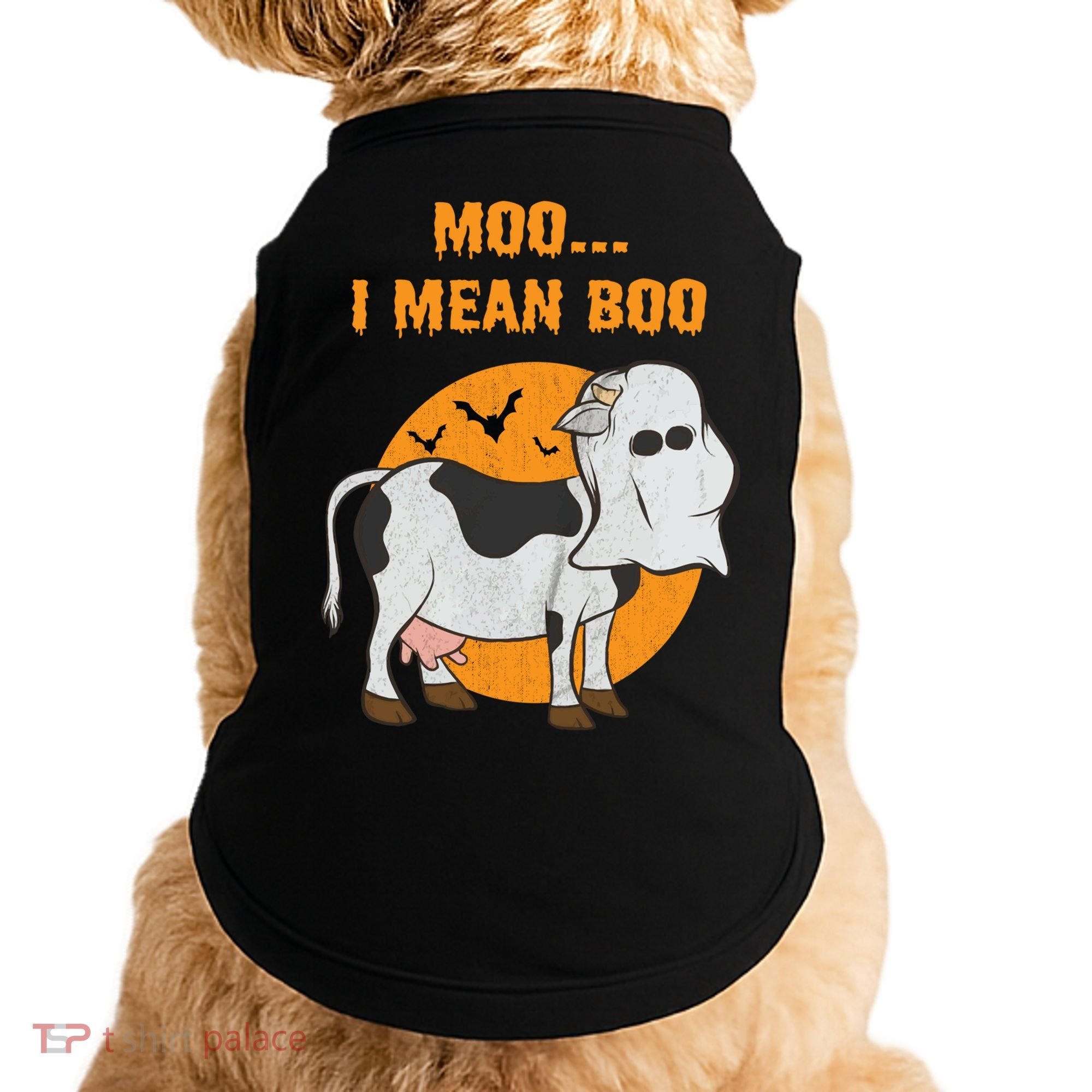 Ghost Cow Moo I Mean Boo Gift Doggie Tank