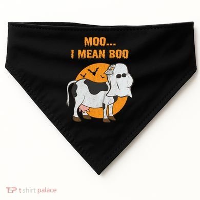 Ghost Cow Moo I Mean Boo Gift USA-Made Doggie Bandana