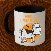 Ghost Cow Moo I Mean Boo Gift Coffee Mug thumb 2