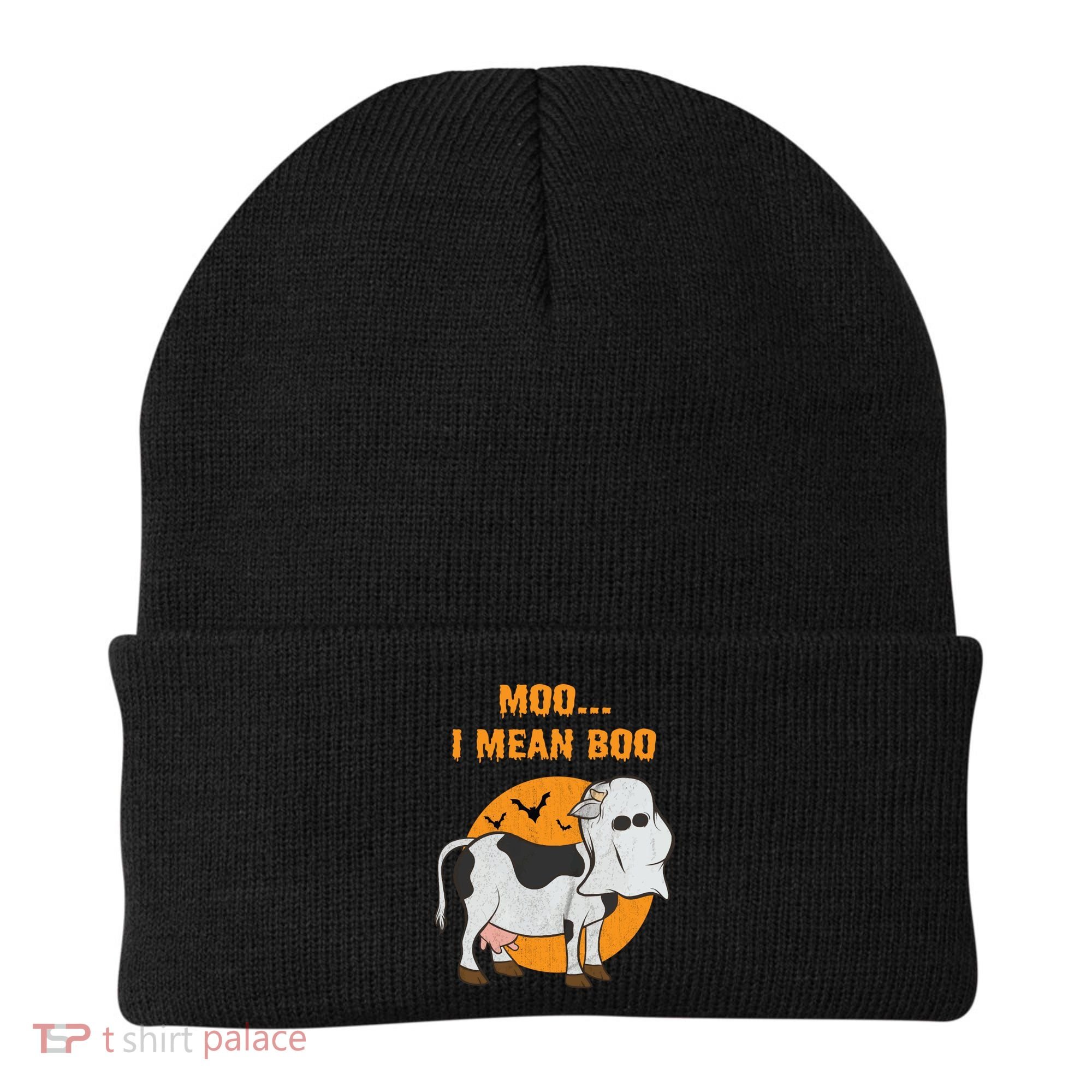Ghost Cow Moo I Mean Boo Gift Beanie