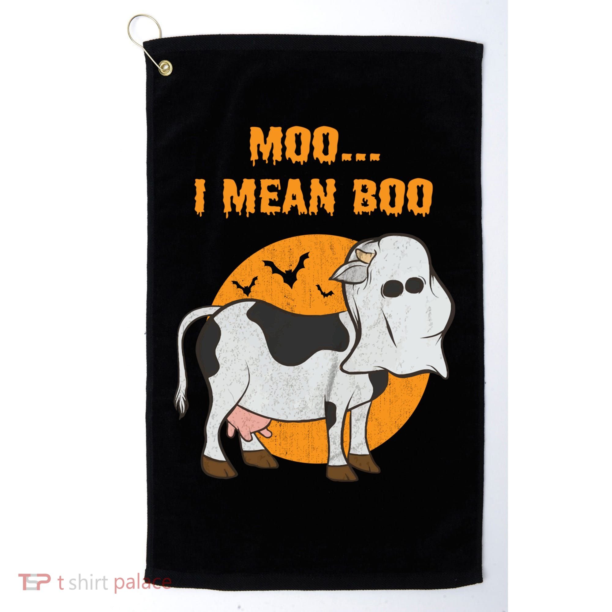 Ghost Cow Moo I Mean Boo Gift Golf Towel