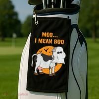 Ghost Cow Moo I Mean Boo Gift Golf Towel thumb 2