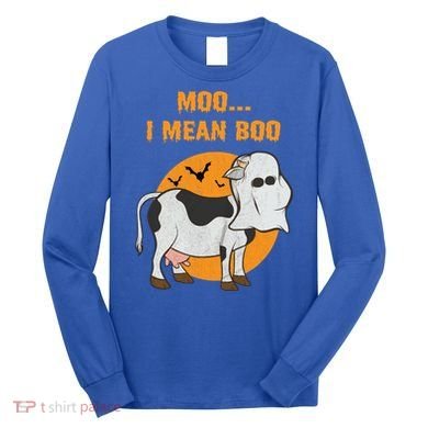 Ghost Cow Moo I Mean Boo Gift Long Sleeve Shirt