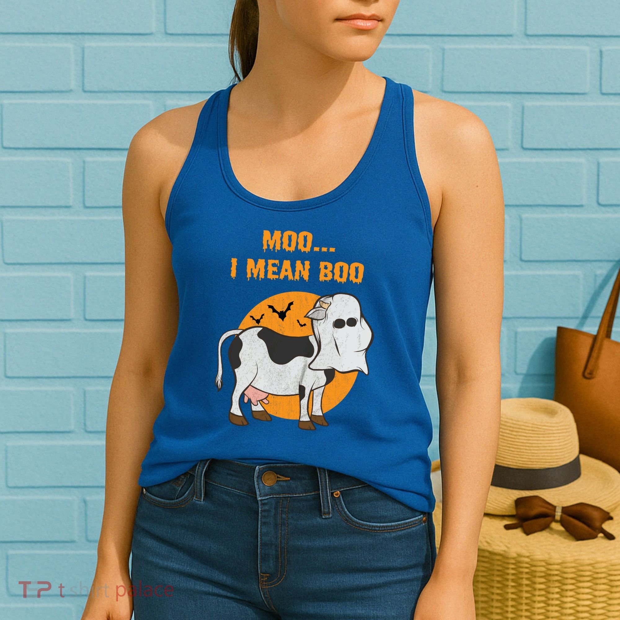 Ghost Cow Moo I Mean Boo Gift Women's Tank Top